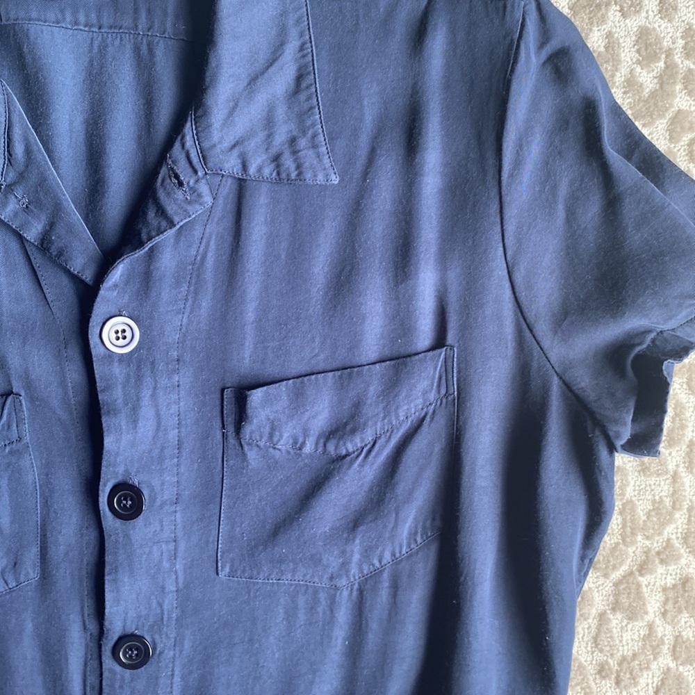 A.P.C. Navy Button Down Romper Shorts Playsuit, size L - Picture 5 of 8